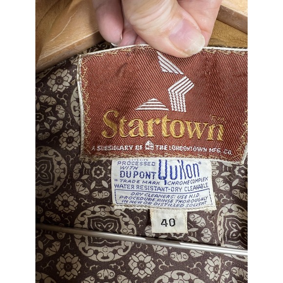 Vintage Startown Jacket Mens 40 Tan Suede Leather Yukon Lined Button Pockets 70s - Picture 11 of 16